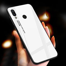 Carcasa Bumper Funda Silicona Espejo Gradiente Arco iris M01 para Xiaomi Redmi Note 7 Blanco