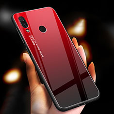 Carcasa Bumper Funda Silicona Espejo Gradiente Arco iris M01 para Xiaomi Redmi Note 7 Pro Rojo