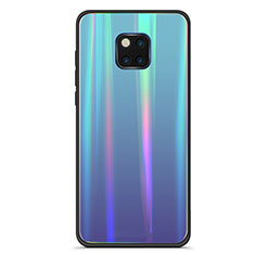 Carcasa Bumper Funda Silicona Espejo Gradiente Arco iris M02 para Huawei Mate 20 Pro Azul Cielo