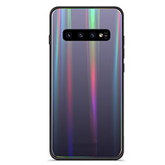 Carcasa Bumper Funda Silicona Espejo Gradiente Arco iris M02 para Samsung Galaxy S10 5G Negro