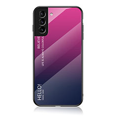 Carcasa Bumper Funda Silicona Espejo Gradiente Arco iris M02 para Samsung Galaxy S22 5G Rosa Roja