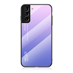 Carcasa Bumper Funda Silicona Espejo Gradiente Arco iris M02 para Samsung Galaxy S22 Plus 5G Purpura Claro
