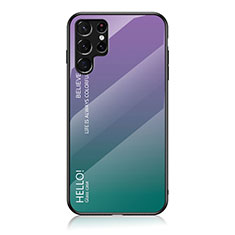 Carcasa Bumper Funda Silicona Espejo Gradiente Arco iris M02 para Samsung Galaxy S22 Ultra 5G Morado