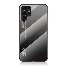 Carcasa Bumper Funda Silicona Espejo Gradiente Arco iris M02 para Samsung Galaxy S23 Ultra 5G Gris