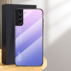 Carcasa Bumper Funda Silicona Espejo Gradiente Arco iris M02 para Samsung Galaxy S24 5G Purpura Claro