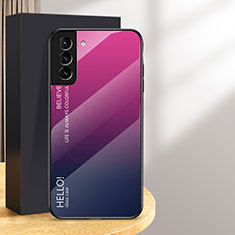 Carcasa Bumper Funda Silicona Espejo Gradiente Arco iris M02 para Samsung Galaxy S24 5G Rosa Roja