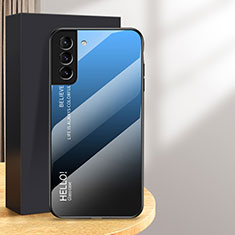 Carcasa Bumper Funda Silicona Espejo Gradiente Arco iris M02 para Samsung Galaxy S24 Plus 5G Azul