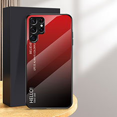 Carcasa Bumper Funda Silicona Espejo Gradiente Arco iris M02 para Samsung Galaxy S24 Ultra 5G Rojo