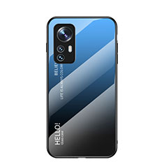 Carcasa Bumper Funda Silicona Espejo Gradiente Arco iris M02 para Xiaomi Mi 12 5G Azul