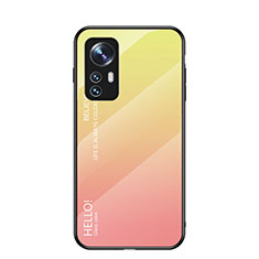 Carcasa Bumper Funda Silicona Espejo Gradiente Arco iris M02 para Xiaomi Mi 12 5G Naranja