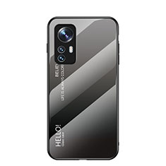 Carcasa Bumper Funda Silicona Espejo Gradiente Arco iris M02 para Xiaomi Mi 12 Pro 5G Gris