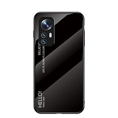 Carcasa Bumper Funda Silicona Espejo Gradiente Arco iris M02 para Xiaomi Mi 12 Pro 5G Negro