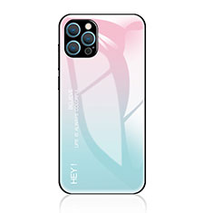 Carcasa Bumper Funda Silicona Espejo Gradiente Arco iris para Apple iPhone 13 Pro Cian