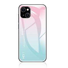Carcasa Bumper Funda Silicona Espejo Gradiente Arco iris para Apple iPhone 14 Cian
