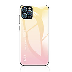 Carcasa Bumper Funda Silicona Espejo Gradiente Arco iris para Apple iPhone 14 Pro Max Amarillo
