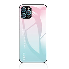 Carcasa Bumper Funda Silicona Espejo Gradiente Arco iris para Apple iPhone 14 Pro Max Cian