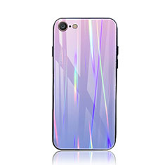 Carcasa Bumper Funda Silicona Espejo Gradiente Arco iris para Apple iPhone 7 Morado
