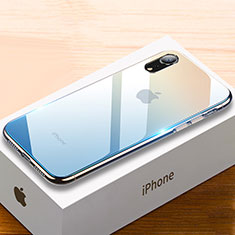 Carcasa Bumper Funda Silicona Espejo Gradiente Arco iris para Apple iPhone XR Azul Cielo