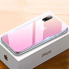 Carcasa Bumper Funda Silicona Espejo Gradiente Arco iris para Apple iPhone XR Rosa