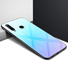 Carcasa Bumper Funda Silicona Espejo Gradiente Arco iris para Huawei Enjoy 10 Plus Azul Cielo