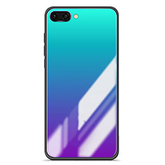 Carcasa Bumper Funda Silicona Espejo Gradiente Arco iris para Huawei Honor 10 Azul