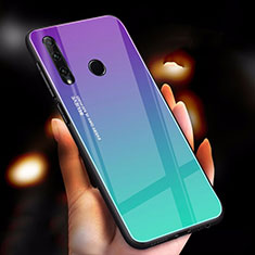Carcasa Bumper Funda Silicona Espejo Gradiente Arco iris para Huawei Honor 20i Cian