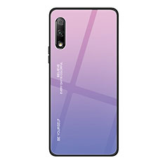 Carcasa Bumper Funda Silicona Espejo Gradiente Arco iris para Huawei Honor 9X Rosa