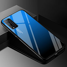 Carcasa Bumper Funda Silicona Espejo Gradiente Arco iris para Huawei Honor Play4T Pro Azul