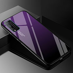 Carcasa Bumper Funda Silicona Espejo Gradiente Arco iris para Huawei Honor Play4T Pro Morado
