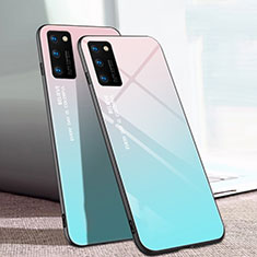 Carcasa Bumper Funda Silicona Espejo Gradiente Arco iris para Huawei Honor V30 5G Cian