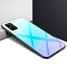 Carcasa Bumper Funda Silicona Espejo Gradiente Arco iris para Huawei Honor X10 Max 5G Azul Cielo
