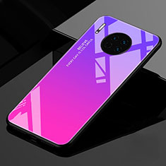 Carcasa Bumper Funda Silicona Espejo Gradiente Arco iris para Huawei Mate 30 Pro 5G Rosa Roja