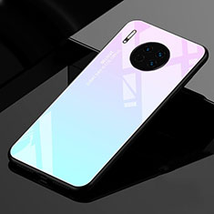 Carcasa Bumper Funda Silicona Espejo Gradiente Arco iris para Huawei Mate 30E Pro 5G Cian
