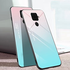 Carcasa Bumper Funda Silicona Espejo Gradiente Arco iris para Huawei Nova 5z Cian