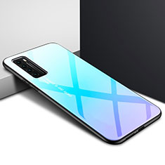 Carcasa Bumper Funda Silicona Espejo Gradiente Arco iris para Huawei Nova 7 5G Azul Cielo