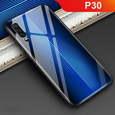Carcasa Bumper Funda Silicona Espejo Gradiente Arco iris para Huawei P30 Azul