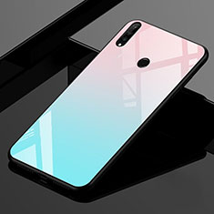 Carcasa Bumper Funda Silicona Espejo Gradiente Arco iris para Huawei P30 Lite New Edition Cian