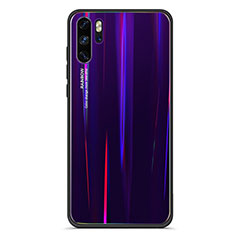 Carcasa Bumper Funda Silicona Espejo Gradiente Arco iris para Huawei P30 Pro Morado