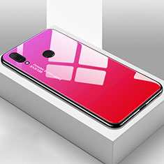 Carcasa Bumper Funda Silicona Espejo Gradiente Arco iris para Huawei Y9 (2019) Rosa Roja