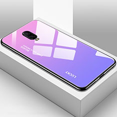 Carcasa Bumper Funda Silicona Espejo Gradiente Arco iris para OnePlus 6T Morado