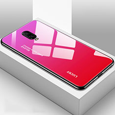 Carcasa Bumper Funda Silicona Espejo Gradiente Arco iris para OnePlus 6T Rosa Roja