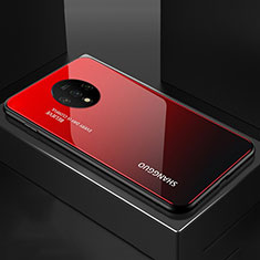 Carcasa Bumper Funda Silicona Espejo Gradiente Arco iris para OnePlus 7T Rojo