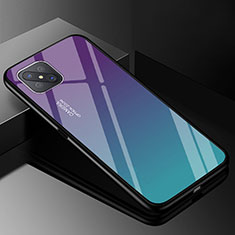 Carcasa Bumper Funda Silicona Espejo Gradiente Arco iris para Oppo A92s 5G Cian