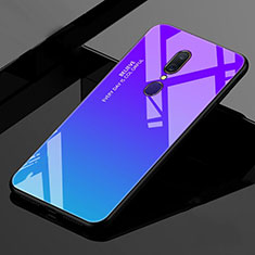 Carcasa Bumper Funda Silicona Espejo Gradiente Arco iris para Oppo A9X Azul