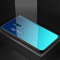Carcasa Bumper Funda Silicona Espejo Gradiente Arco iris para Oppo Reno Azul