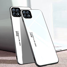 Carcasa Bumper Funda Silicona Espejo Gradiente Arco iris para Oppo Reno4 SE 5G Blanco