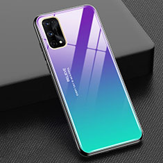 Carcasa Bumper Funda Silicona Espejo Gradiente Arco iris para Realme X7 5G Morado