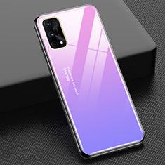 Carcasa Bumper Funda Silicona Espejo Gradiente Arco iris para Realme X7 Pro 5G Purpura Claro