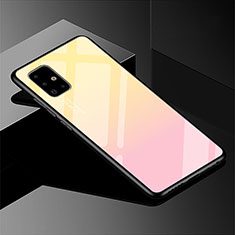 Carcasa Bumper Funda Silicona Espejo Gradiente Arco iris para Samsung Galaxy A51 5G Amarillo
