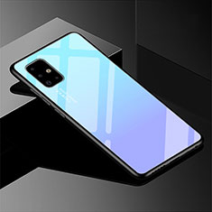 Carcasa Bumper Funda Silicona Espejo Gradiente Arco iris para Samsung Galaxy A51 5G Azul Cielo